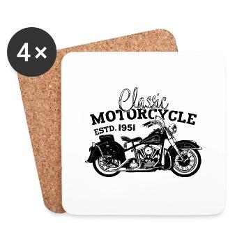 Retro 1951 Motorrad Biker Motorrad Geburtstag 1951 - Untersetzer (4er-Set) - Weiß - Vorne