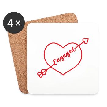 Engaged Braut Verloben Herz Verlobung Verlobte - Untersetzer (4er-Set) - Weiß - Vorne