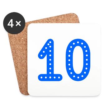10. 10 YEARS. 10th ANNIVERSARY. 10 YEAR ANNIVERSARY. - Coasters (set of 4) - white - Front