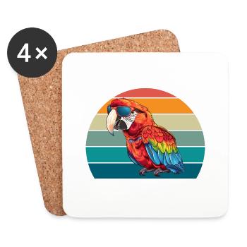 Parrot Retro Bird Summer - Coasters (set of 4) - white - Front
