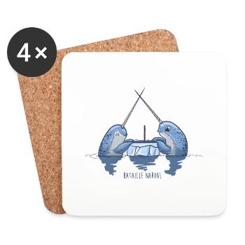 Bataille narval - Dessous de verre (lot de 4) - blanc - Devant