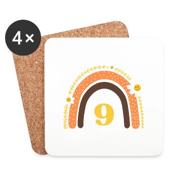 9e anniversaire rainbow jaune - Dessous de verre (lot de 4) - blanc - Devant