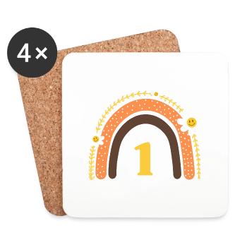 1st Birthday Yellow Rainbow - Coasters (set of 4) - white - Front