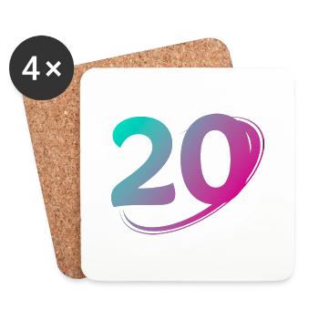 Nummer 20 mehrfarbig - Untersetzer (4er-Set) - Weiß - Vorne