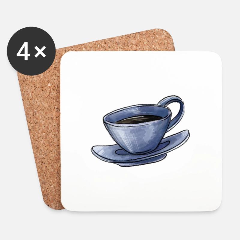 Kaffeetasse - Untersetzer (4er-Set) - Weiß