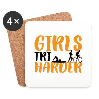 Girls Tri Harder 6 - Coasters (set of 4) - white - Front