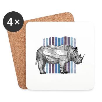 Nashorn - Untersetzer (4er-Set) - Weiß - Vorne