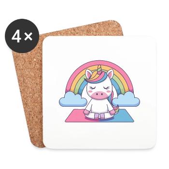 licorne de yoga - Dessous de verre (lot de 4) - blanc - Devant