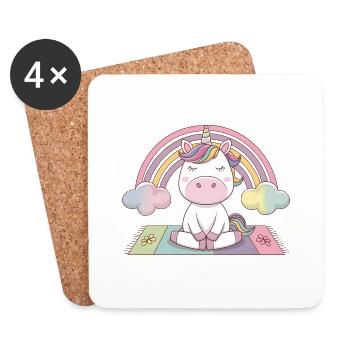 licorne de yoga - Dessous de verre (lot de 4) - blanc - Devant