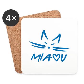 021b MIAOU - Dessous de verre (lot de 4) - blanc - Devant