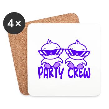 Deux poussins Party Crew Poussins Oiseaux 2 amis Équipe - Dessous de verre (lot de 4) - blanc - Devant