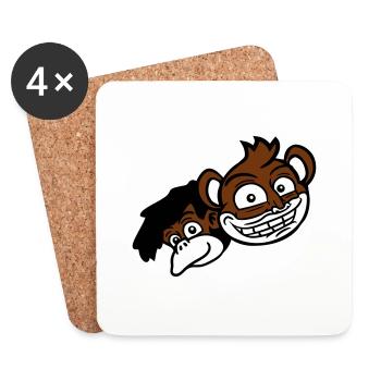 2 Funny Monkey Faces Two Friends Crew Team - Dessous de verre (lot de 4) - blanc - Devant