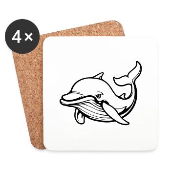 Dauphin Animal - Dessous de verre (lot de 4) - blanc - Devant