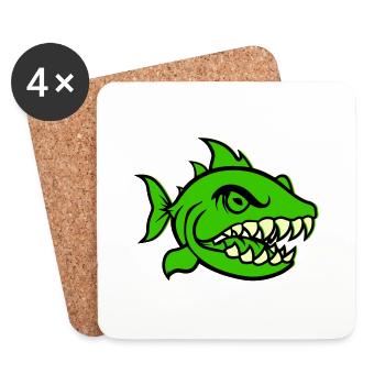 Piranha Bande dessinée Poisson - Dessous de verre (lot de 4) - blanc - Devant