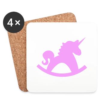 Unicorn Rocking Horse - Coasters (set of 4) - white - Front