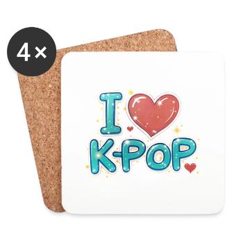 Ich liebe K-Pop - Untersetzer (4er-Set) - Weiß - Vorne
