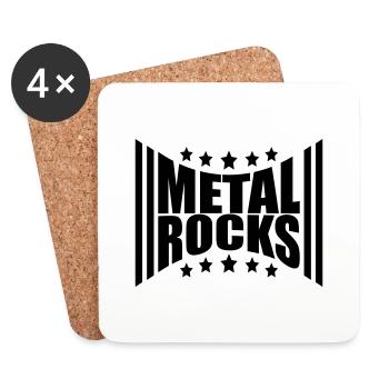 Heavy Metal Rocks Hard Rock Musique Texte Étoiles Logo - Dessous de verre (lot de 4) - blanc - Devant