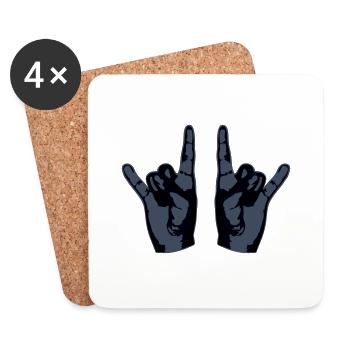 Heavy Metal Hard Rock Musique Cors Geste Logo - Dessous de verre (lot de 4) - blanc - Devant