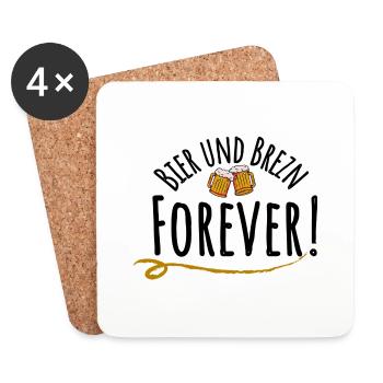 Bier und Brezn forever! - Untersetzer (4er-Set) - Weiß - Vorne