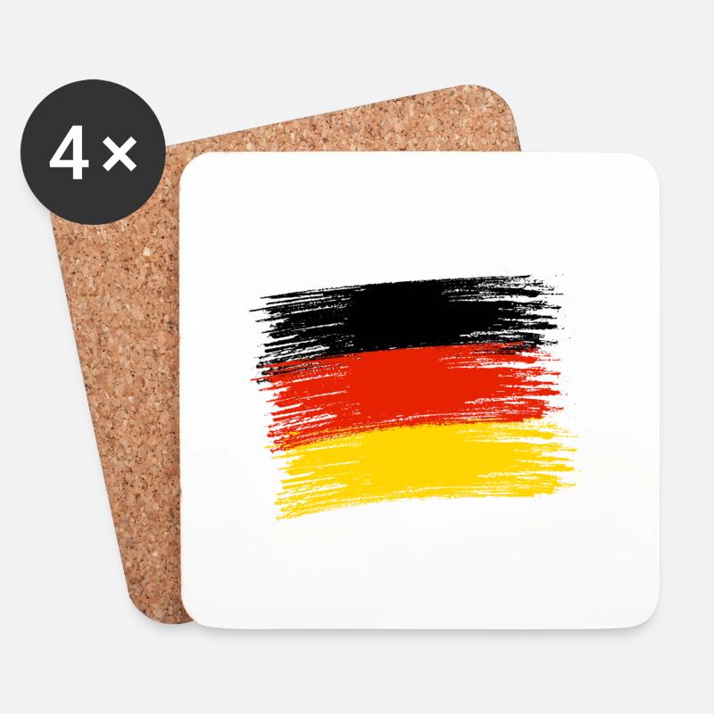 DEUTSCHE FLAGGE - Untersetzer (4er-Set) - Weiß