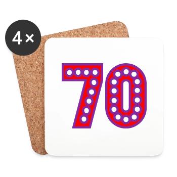 70. 70 ANS. 70e ANNIVERSAIRE. ANNIVERSAIRE 70 ANS. - Dessous de verre (lot de 4) - blanc - Devant