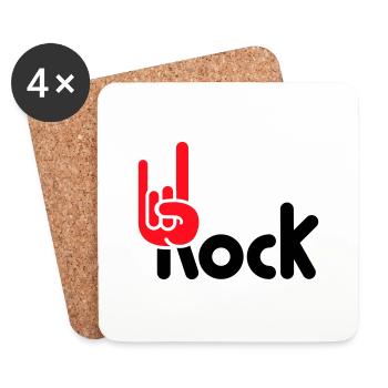 Heavy Metal Hard Rock Music Horns Hand Gesture Logo - Coasters (set of 4) - white - Front