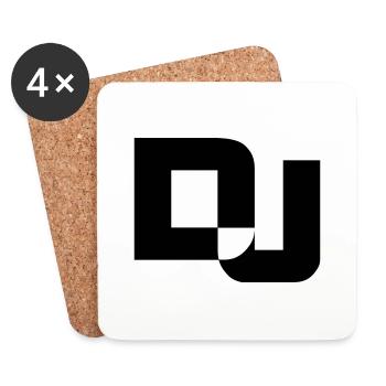 DJ Lettres Musique de fête Fun Texte Logo Lettrage - Dessous de verre (lot de 4) - blanc - Devant