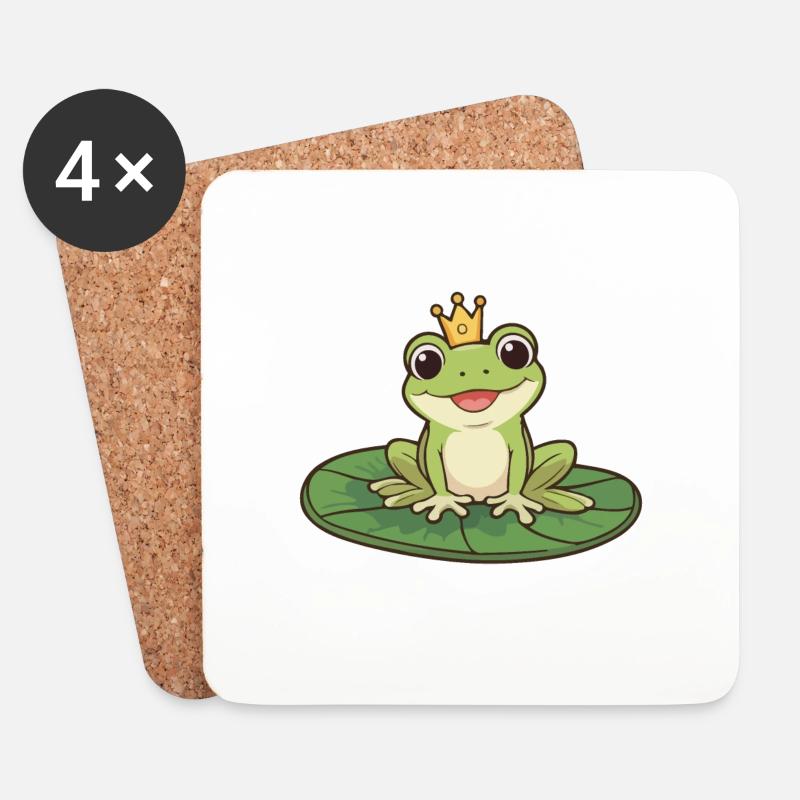 Froschkönig auf einer Seerose - Untersetzer (4er-Set) - Weiß