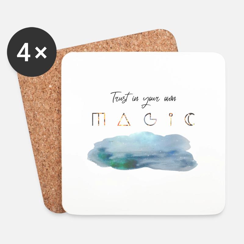 Trust in your own Magic Schriftzug witchy Wolke - Untersetzer (4er-Set) - Weiß