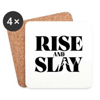 RISE and Slay Statement - Tägliche Motivation - Untersetzer (4er-Set) - Weiß - Vorne