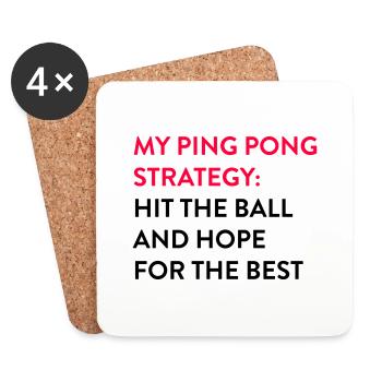 Chemise de stratégie de ping-pong pour joueurs de tennis de table - Dessous de verre (lot de 4) - blanc - Devant