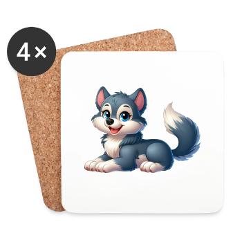 Wolf - Coasters (set of 4) - white - Front