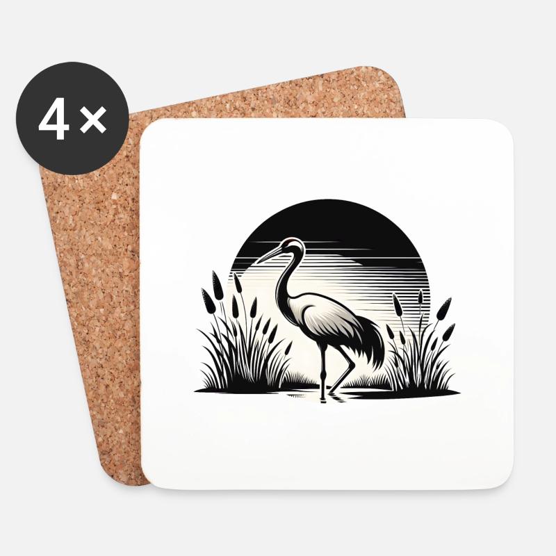 Kranich Vogel Vogelbeobachtung - Untersetzer (4er-Set) - Weiß