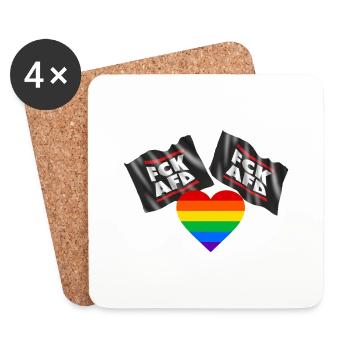 LGBTQ+ - FCKAFD - Untersetzer (4er-Set) - Weiß - Vorne