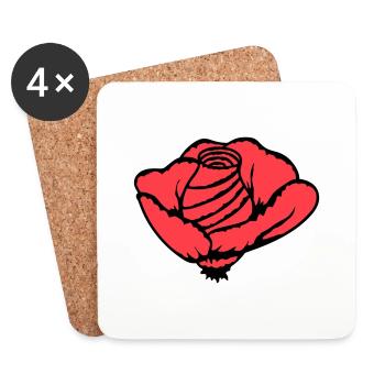Jolie belle fleur de rose feuille roses romantique - Dessous de verre (lot de 4) - blanc - Devant