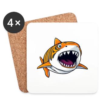 requin de dessin animé ludique - Dessous de verre (lot de 4) - blanc - Devant