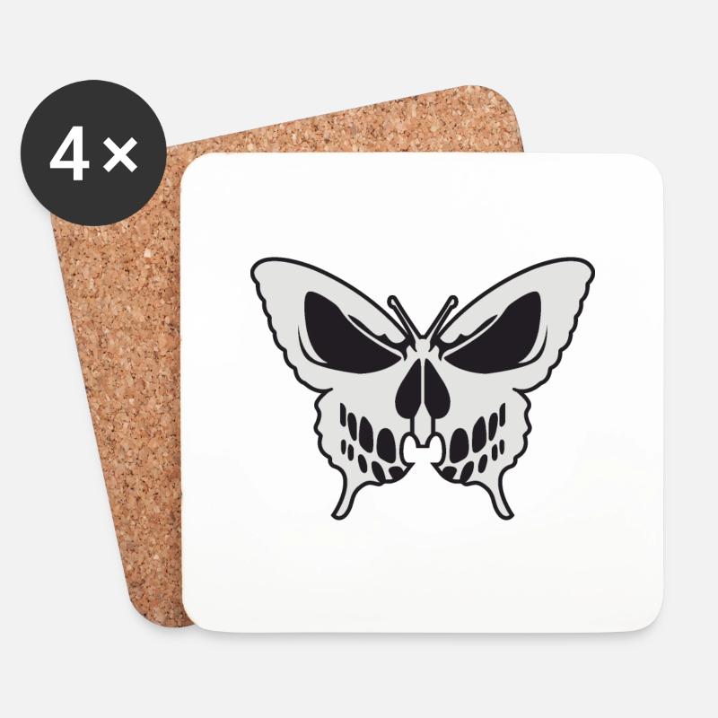 Totenkopf Schmetterling - Untersetzer (4er-Set) - Weiß