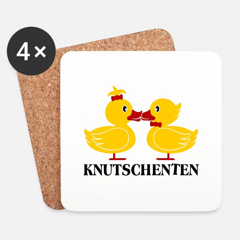 Die KnutschEnten (Enten) Spruch - Untersetzer (4er-Set) - Weiß