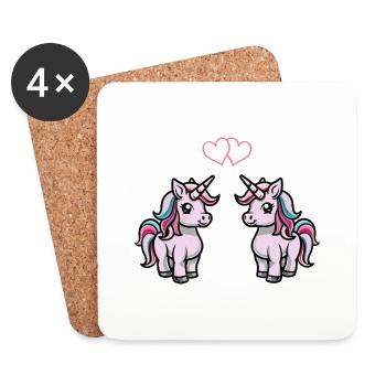 L’amour de la licorne - Dessous de verre (lot de 4) - blanc - Devant