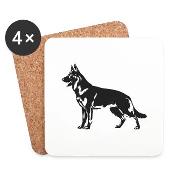 Belgischer Malinois-Schäferhund - Untersetzer (4er-Set) - Weiß - Vorne