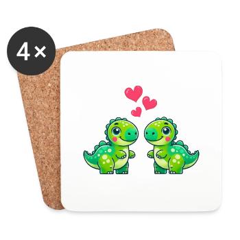 L’amour des dinosaures - Dessous de verre (lot de 4) - blanc - Devant