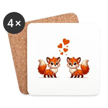 Fox Comic Love - Coasters (set of 4) - white - Front