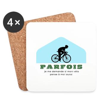 Parfois je me demande si mon vélo t-shirt cadeau - Dessous de verre (lot de 4) - blanc - Devant