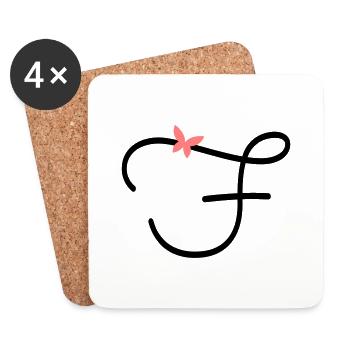 Buchstabe F Schmetterlingsbuchstabe - Untersetzer (4er-Set) - Weiß - Vorne