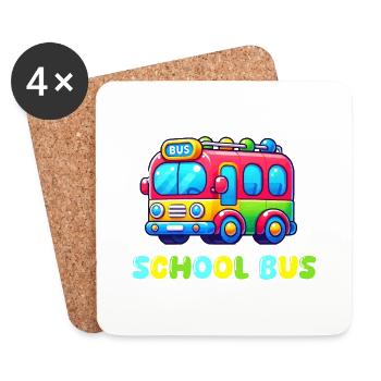 bus schule - Untersetzer (4er-Set) - Weiß - Vorne