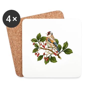 Bunter Vogel - Untersetzer (4er-Set) - Weiß - Vorne