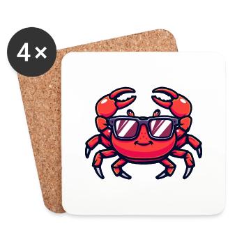 crabe crabe bande dessinée cool - Dessous de verre (lot de 4) - blanc - Devant