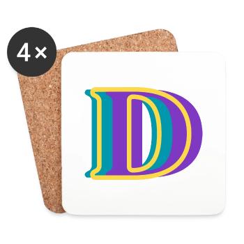 Mehrfarbiger Buchstabe d – originelle Geschenkidee - Untersetzer (4er-Set) - Weiß - Vorne