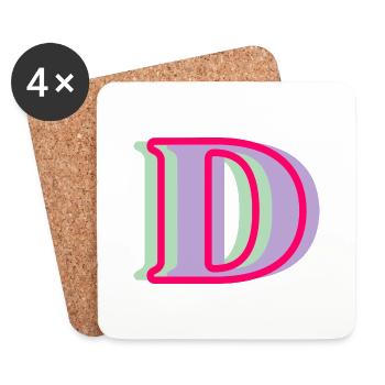 Mehrfarbiger Buchstabe d – originelle Geschenkidee - Untersetzer (4er-Set) - Weiß - Vorne