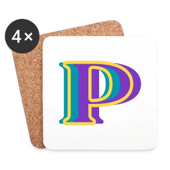 Multicolored letter p - Coasters (set of 4) - white - Front